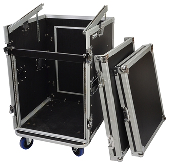 Cobra Rack Flight Case – 10U Sloping Top, 12U Bottom Space for Audio Gear